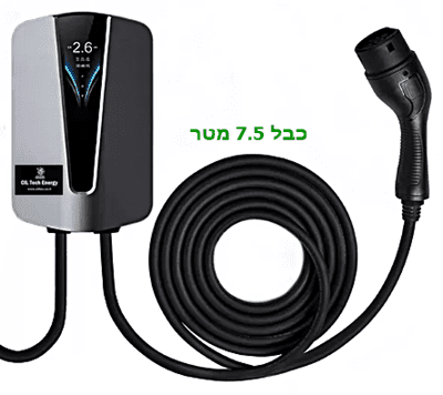 מטען לרכב חשמלי 11 Kw + מסך LCD חכם CILTEC14 כבל 7.5 מטר