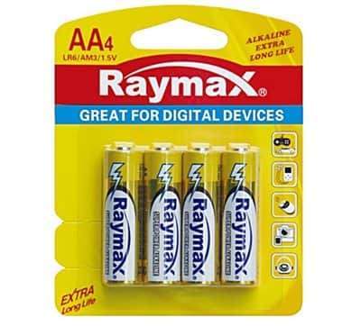 סוללות AA אלקליין 4 סוללות Extra Long Life Raymax