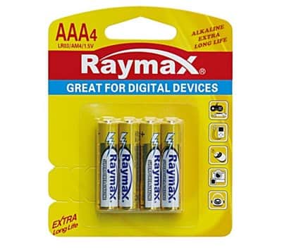 סוללות AAA אלקליין 4 סוללות Extra Long Life Raymax